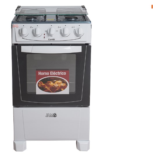 COCINA A GAS JAM COMBI 4H CON HORNO ELECTRICO BLANCO*