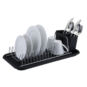 ESCURRIDOR A.CROM. C/BANDEJA Y CUB.  NEGRO. 44X24X12CM