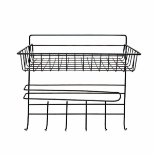 ORGANIZADOR/PORTA ROLLO ACERO 30x14x29CM NEGRO