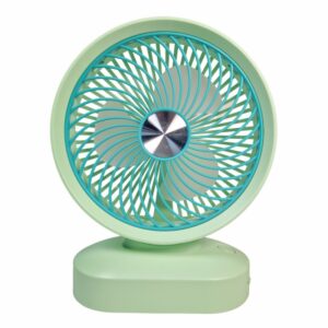 VENTILADOR DE MESA PORTÁTIL A BATERÍA RECARG. VERDE. 10"