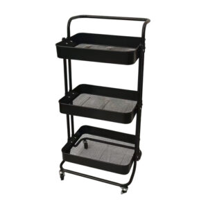 CARRITO ORGANIZADOR DECOTEAM DE METAL 3 ESTANTES DMO-017 NEGRO