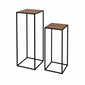 SET 2 MESAS AUX 27X27X70/23X23X60CM MADERA Y METAL