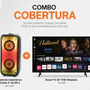 Combo TV 43" FHD + Parlante inalámbrico Doble 4" GLOW 2