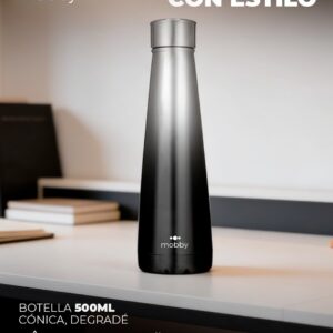 BOTELLA CONICA A.INOX 500ML DEGRADE NEGRO MOBBY