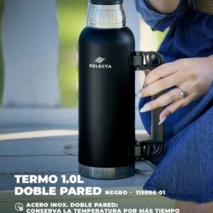 TERMO 1.0L DOBLE PARED NEGRO MATE + TAPON EXTRA TRITON