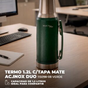 TERMO 1.2L C/TAPA MATE AC.INOX DUO VERDE