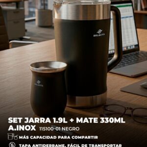 SET JARRA 1.9L + MATE 330ML A.INOX NEGRO SELECTA