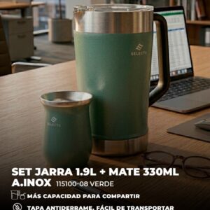 SET JARRA 1.9L + MATE 330ML A.INOX VERDE SELECTA