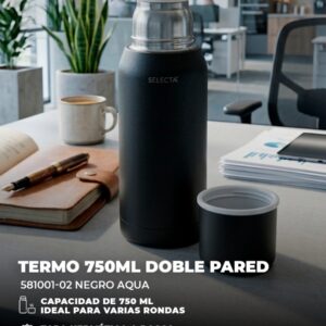 TERMO 750ML DOBLE PARED NEGRO AQUA SELECTA