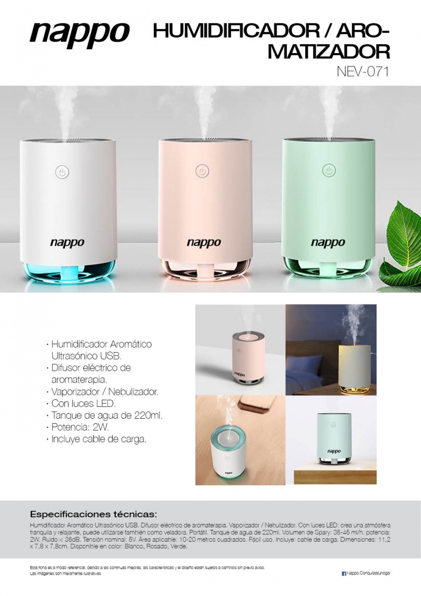 HUMIDIFICADOR NAPPO NEV-071 ROSADO