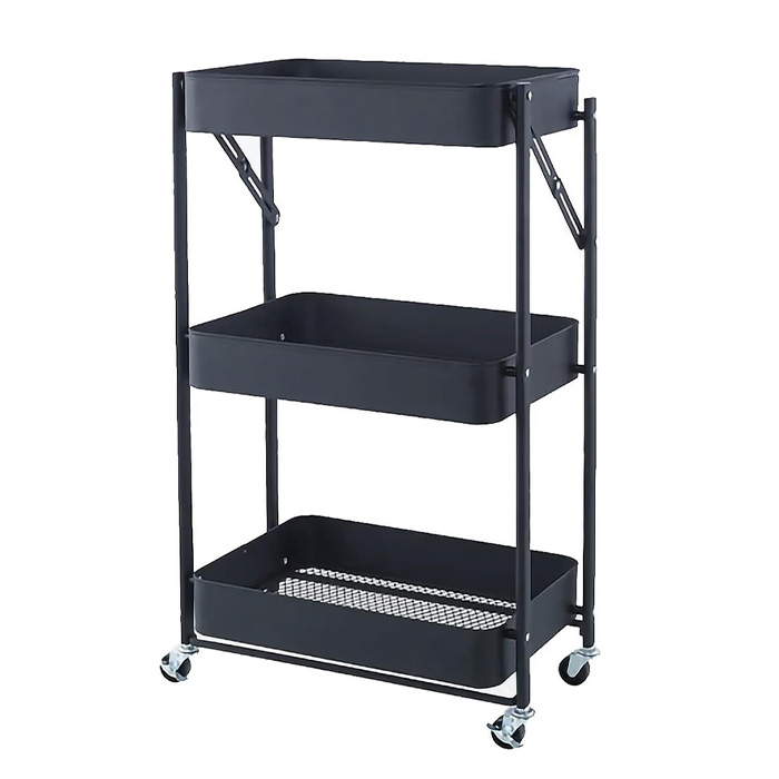 CARRITO ORGANIZADOR DECOTEAM DE METAL 3 ESTANTES DMO-019 NEGRO