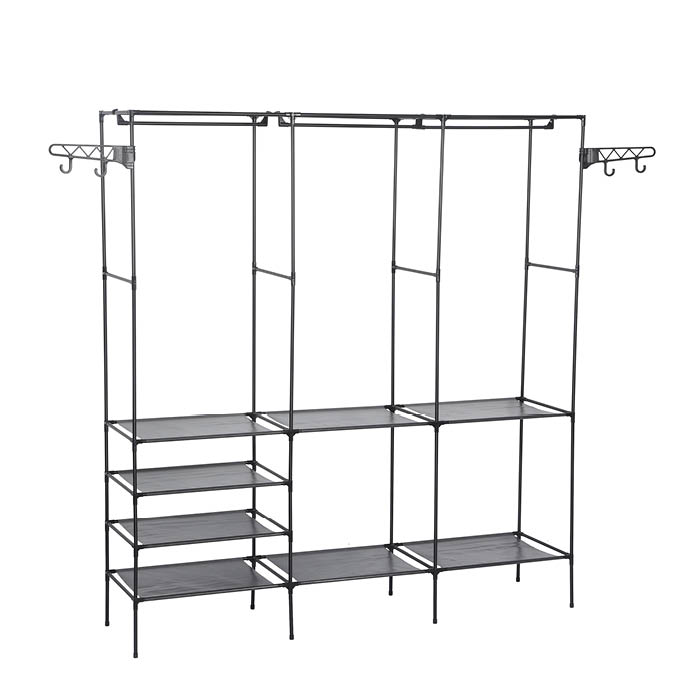 ROPERO ABIERTO METALICO CON PERCHERO DECOTEAM TRIPLE DDR-045 NEGRO