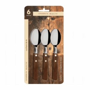 SET 6PZAS CUCHARA DE TE 1.2MM MANGO MADERA